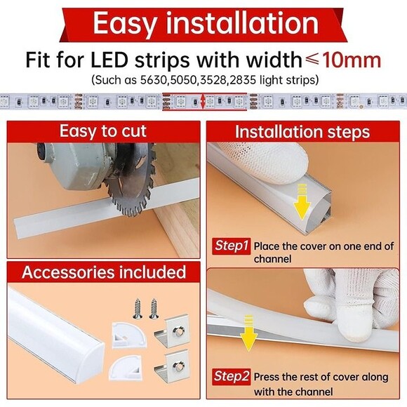 LED Adjustable Trimmable Housing Covers Light Diffuser Track 6.6ft 10pc - Picture 6 of 8